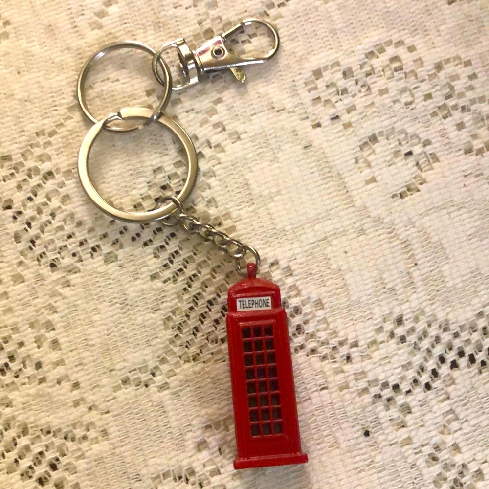 Telephone booth Red Purse charm key ring